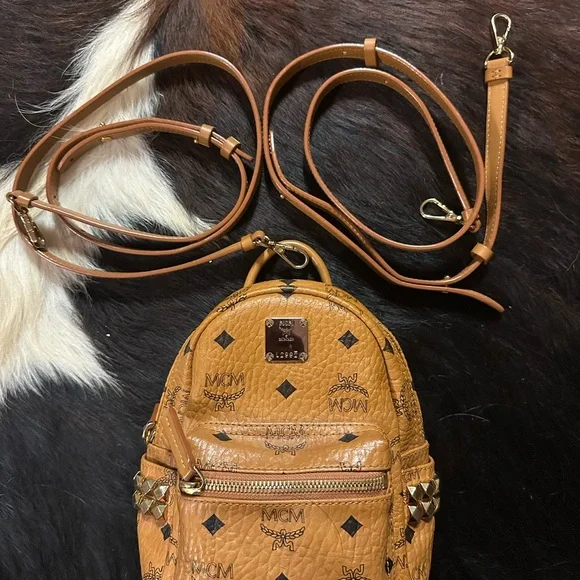 MCM | Bags | Mcm Tan Backpack With Signature Monogram And  display picture 1